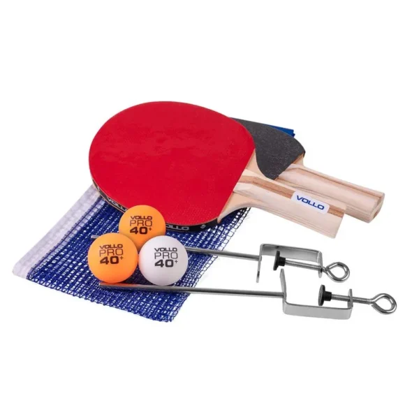 KIT TENIS DE MESA VOLLO 2 RAQUETES + REDE COM SUPORTE + 3 BOLAS