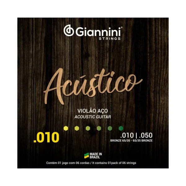 ENCORDOAMENTO GIANNINI VIOLÃO AÇO BRONZE 65/35 010